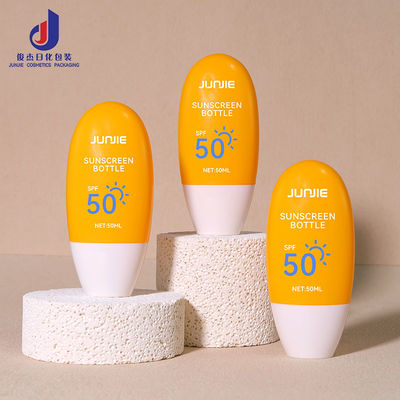 Botol Squeeze Lempar 50ml Kontainer tabir surya Kosmetik Dengan Kerah PE Dan Tutup Sekrup Putih